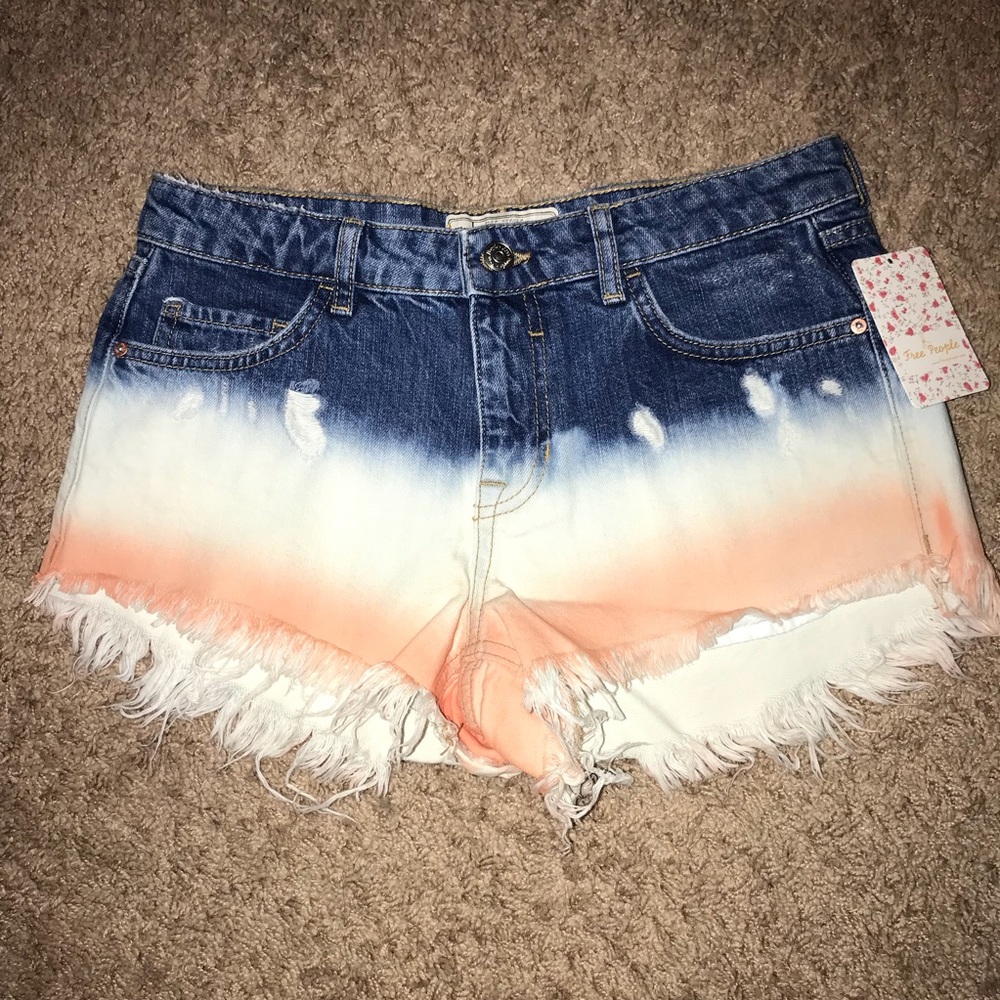 Free People Dip Dye Denim Jean Ombre mini shorts - Picture 3 of 7